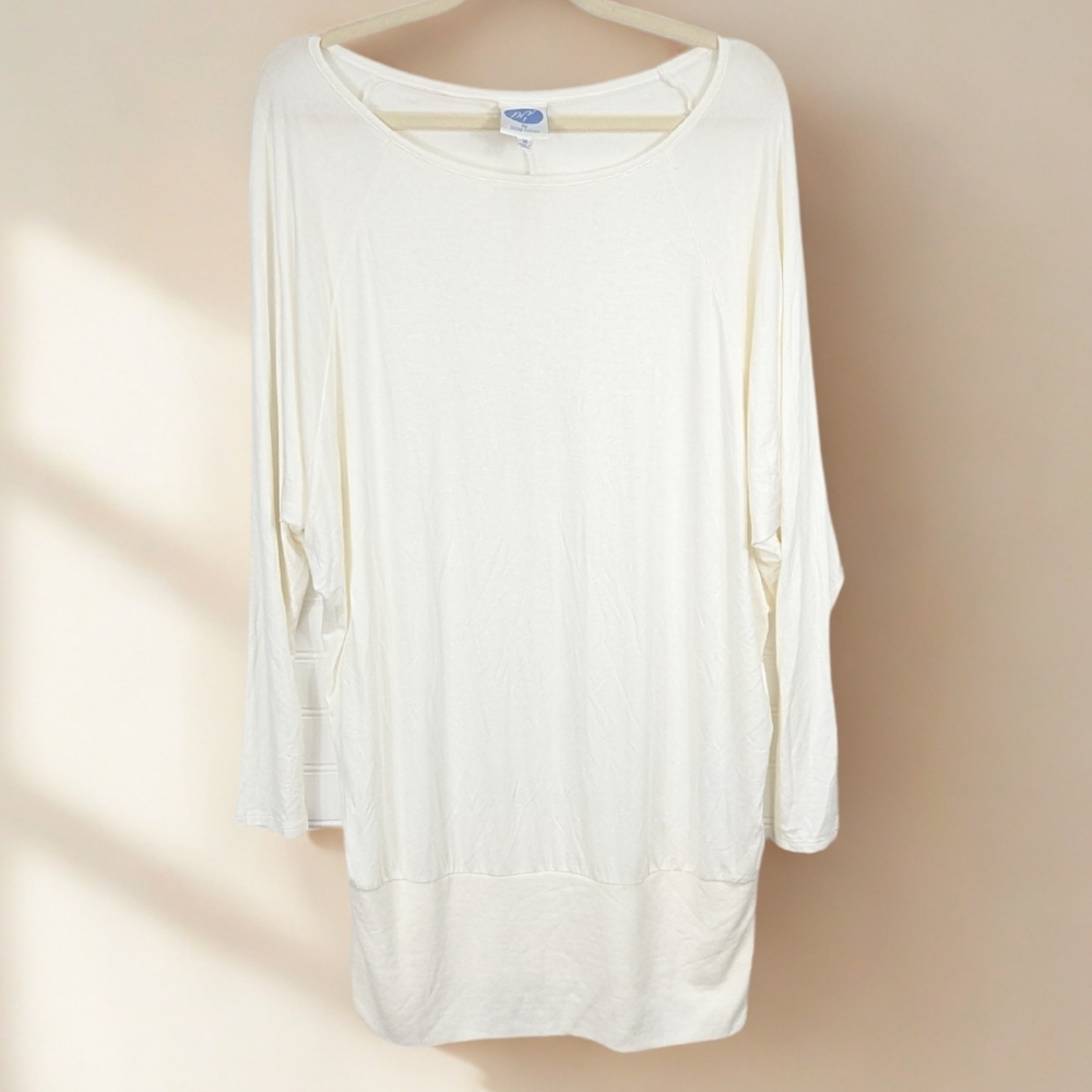 DG2 Diane Gillman Boat Neck 3/4 Sleeve Banded Top M - Picture 2 of 6